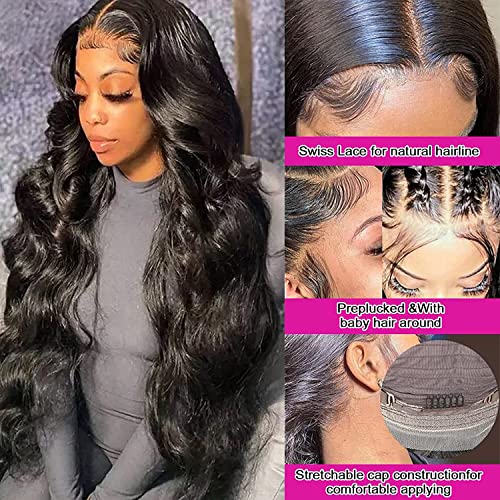 Aicrelery 13x6 Lace Front Wigs Human Hair Wigs for Women 13x6 HD Lace Frontal 180 Density Brazilian Virgin Glueless Wigs Human Hair Pre Plucked with Baby Hair Natural Color 18 Inch