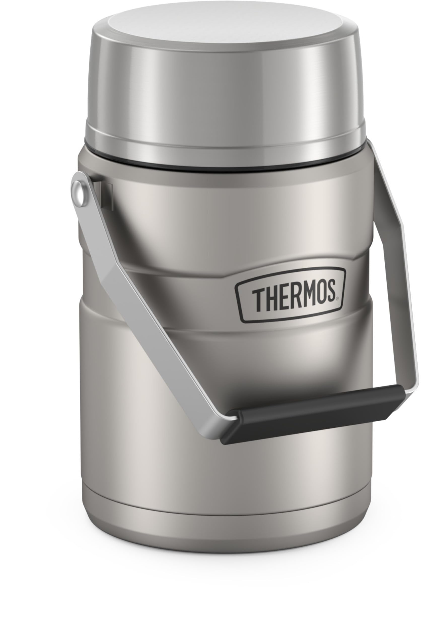 THERMOS Stainless King Vacuum-Insulated Food Jar with 2 Storage Container Inserts, 47 Ounce, Matte Steel