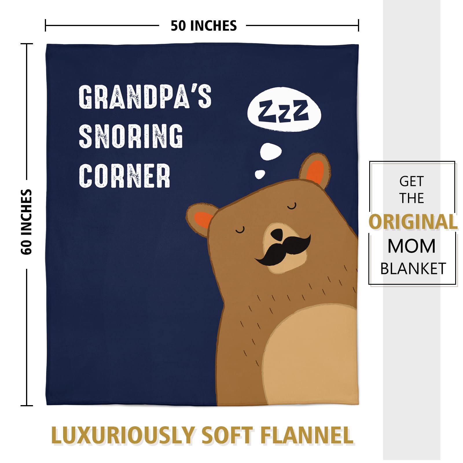 Niyewsor Grandpa Birthday Gifts, Grandpa Gifts Blanket, Gifts for Grandpa on Christmas, Funny Grandpa Gift for Grandparent's Day, Grandpa's Snoring Corner Blanket, 60"x50"