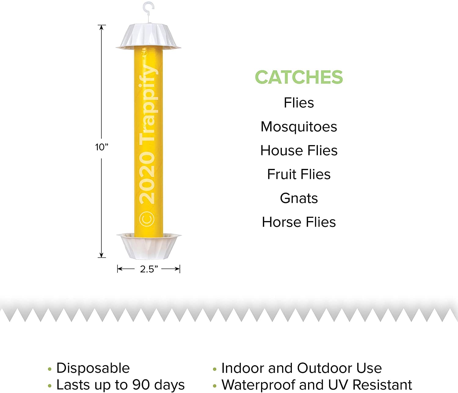 Trappify Hanging Fly Traps Outdoor: Fruit Fly Traps for Indoors | Gnat Traps for House Indoor | Fly Trap Indoor - Disposable Sticky Fly Trap for Indoor House Pest Control (2 Pack)