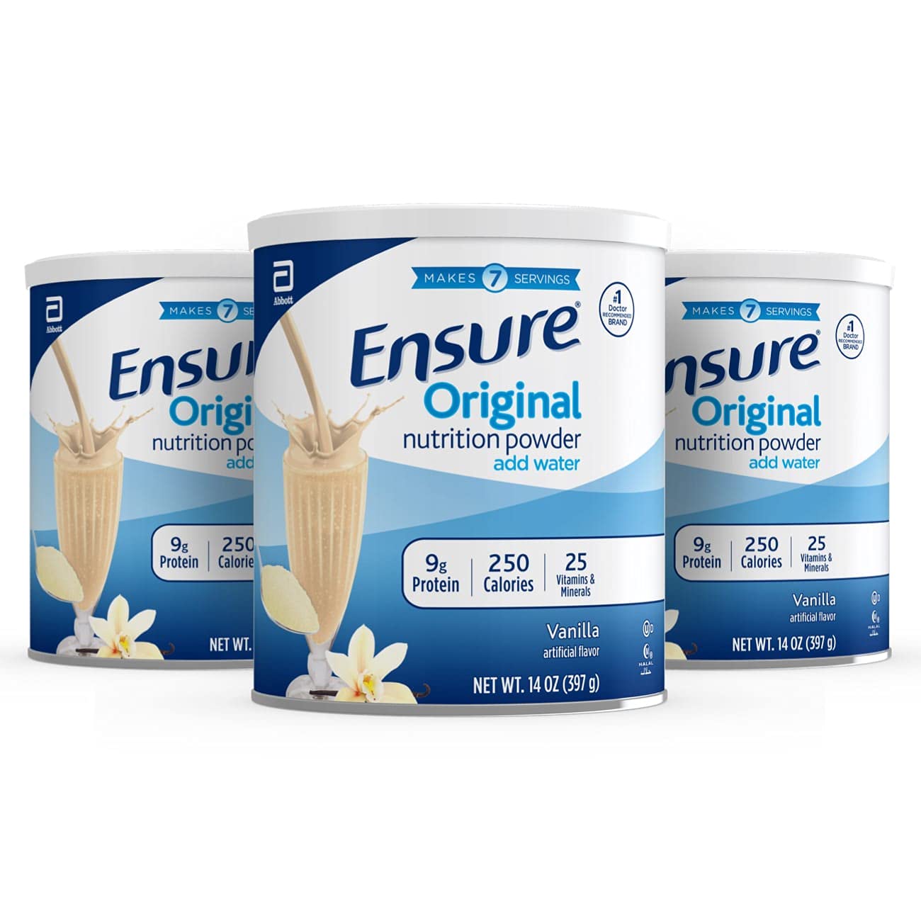 Ensure Original Nutrition Shake Powder with 9 Grams of Protein, Meal Replacement Shakes, Vanilla, 14 Oz, 3 Count