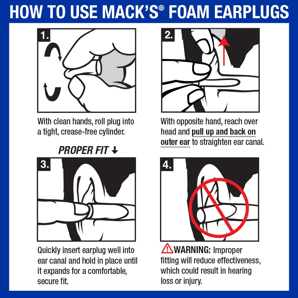 Mack's Ultra Soft Foam Earplugs, 50 Pair - 33dB Highest NRR, Comfortable Ear Plugs for Sleeping, Snoring, Travel, Concerts, Studying, Loud Noise, Work | Made in USA