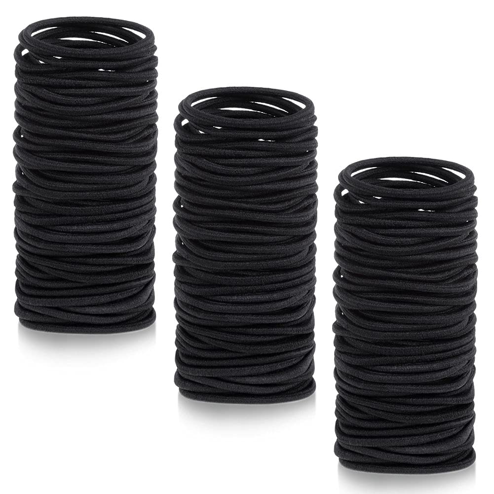 Anezus 250 Pcs Black Elastics Small Hair Ties Elastics Small Hair Rubber Bands Accessories Ponytail Holders for Women Girls Baby Toddlers Men with Thick Straight Curly Hair, 3 mm