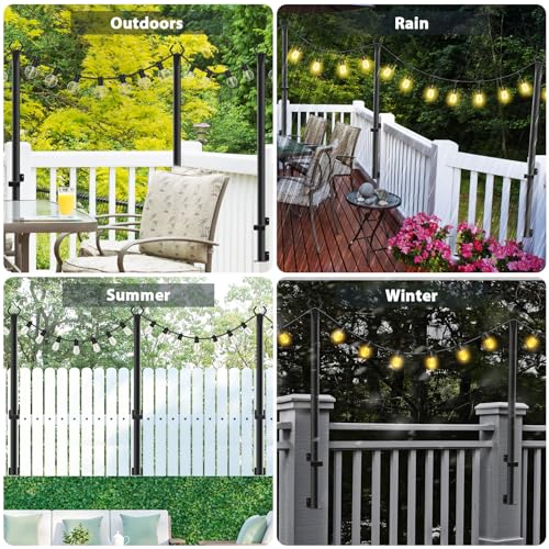 NUERPO 4 Pack String Light Poles,5Ft Metal Poles with Fork for Outdoor String Lights,Outdoor Light Poles with Fork,Poles/Post/Stand for Outside,Patio,Deck,Backyard,Garden Wedding,Party