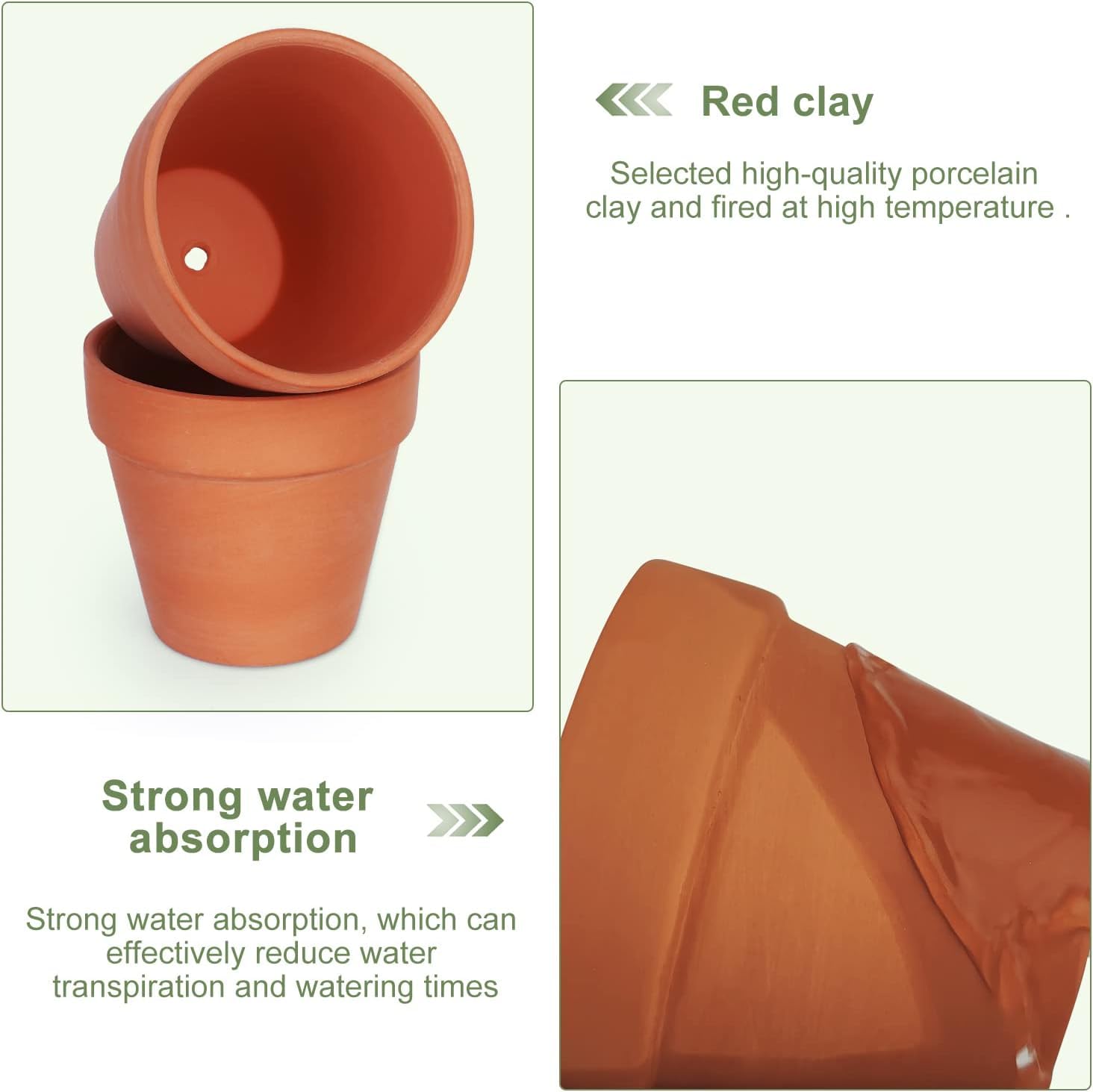 KOAMLY 6Pcs 5incn Plant Nursery pots, Mini Planter with Drain, Succulent Seedling Planter, use with Indoor, windowsill, Terra Cotta red Flower pots Wedding Decoration Best Gift for Aunts (5)