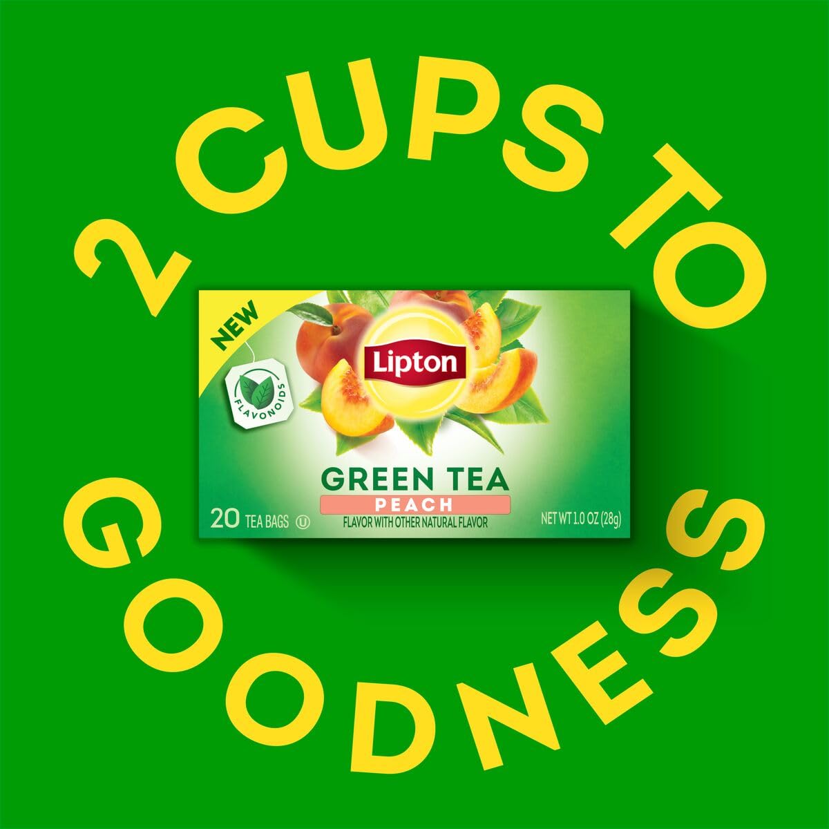 Lipton Peach Green Tea Bags, Flavored, Unsweetened Teabags for Hot Tea or Peach Iced Tea with Caffeine and Flavonoids, 120 Total Tea Bags (20ct - Pack of 6)