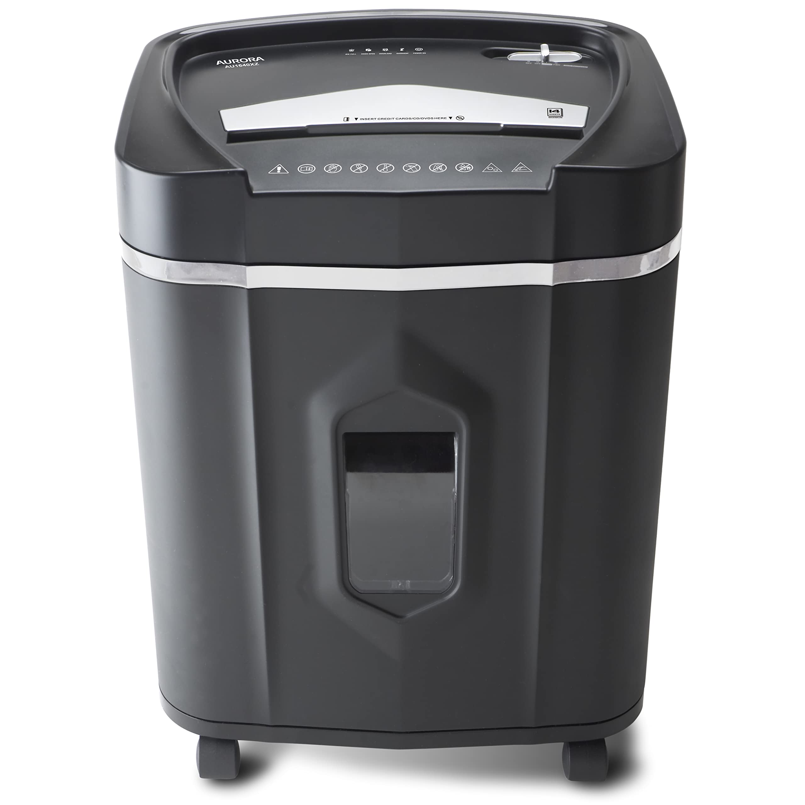 Aurora AU1640XA Anti-Jam 16 Sheet Crosscut Paper/CD and Credit Card/ 5 Gal Pullout Basket Shredder, 30 Minutes Continuous Run Time