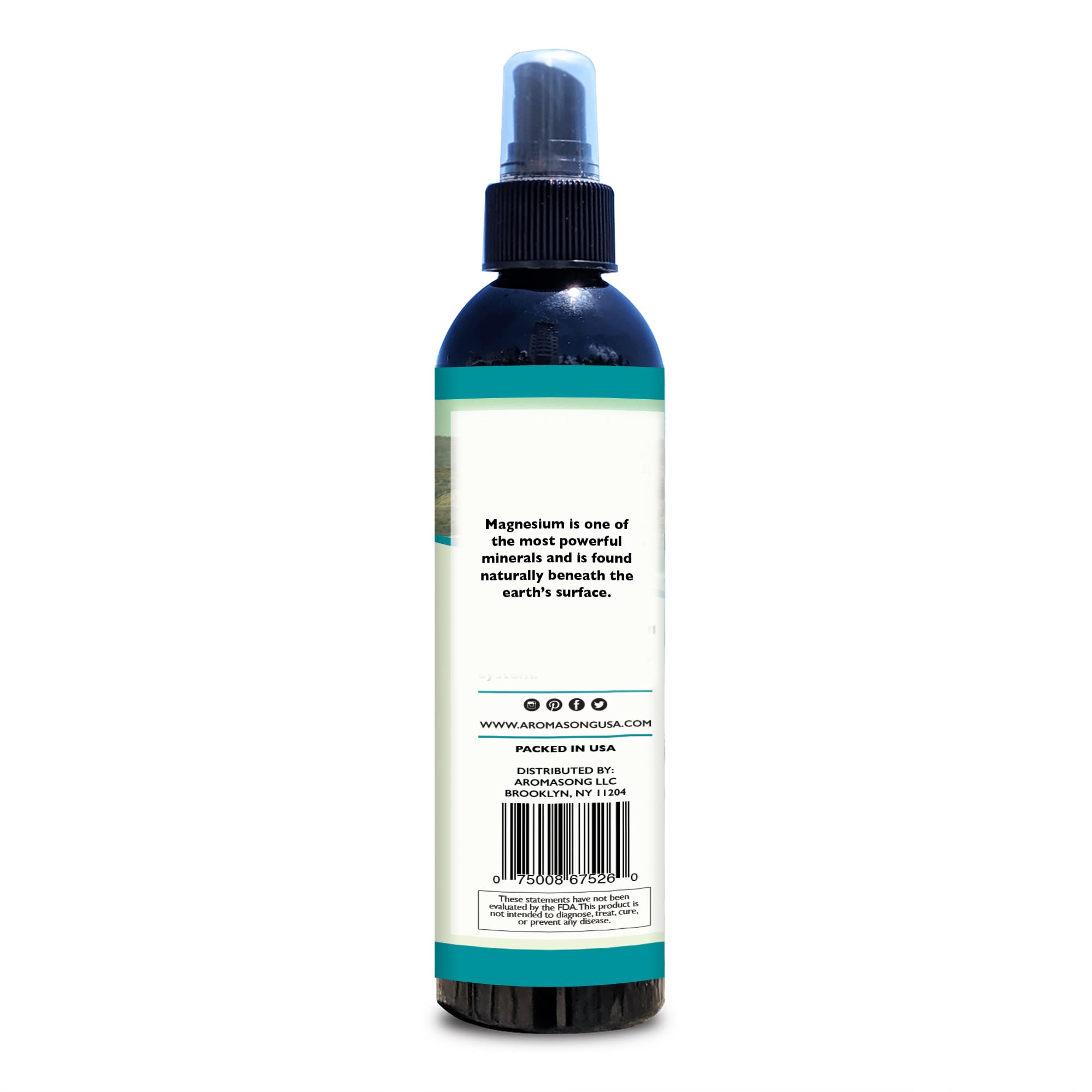 Aromasong Magnesium Spray - Extra Strength (23mg in Each Spritz) 8 Oz Refill Bottle, Natural and Pure Magnesium Oil Spray - Made in The USA - for Leg Discomfort and Promotes a Calm Sleep