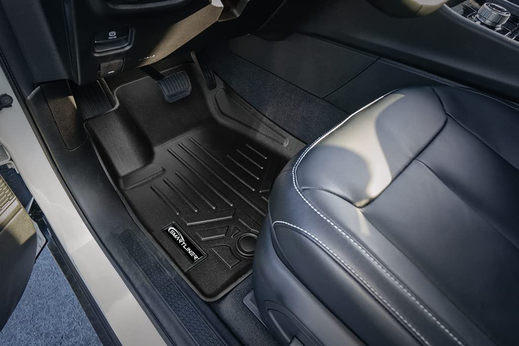 SMARTLINER All Weather Custom Fit Black 3 Row & Cargo Liner Behind The 3rd Row Floor Mat Liner Set Compatible with 2021-2023 Jeep Grand Cherokee L with 2nd Row Bucket Seats with Center Console