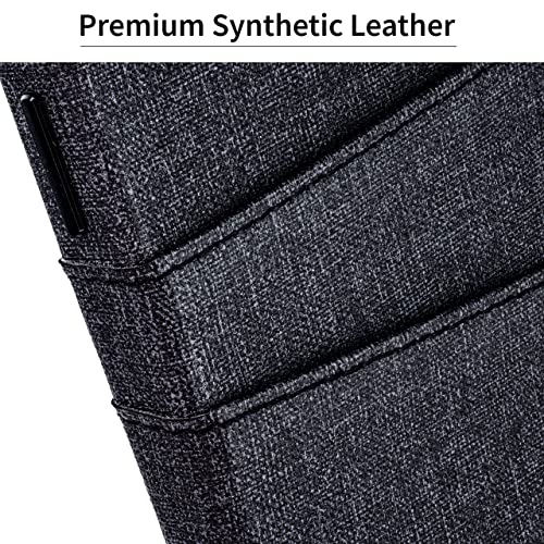 Dockem iPhone 14 Card Case with Built-in Metal Plate for Magnetic Mounting & 2 Card Holder Pockets: Luxe M2 Wallet, Canvas Style Synthetic Leather (iPhone 14, Black)