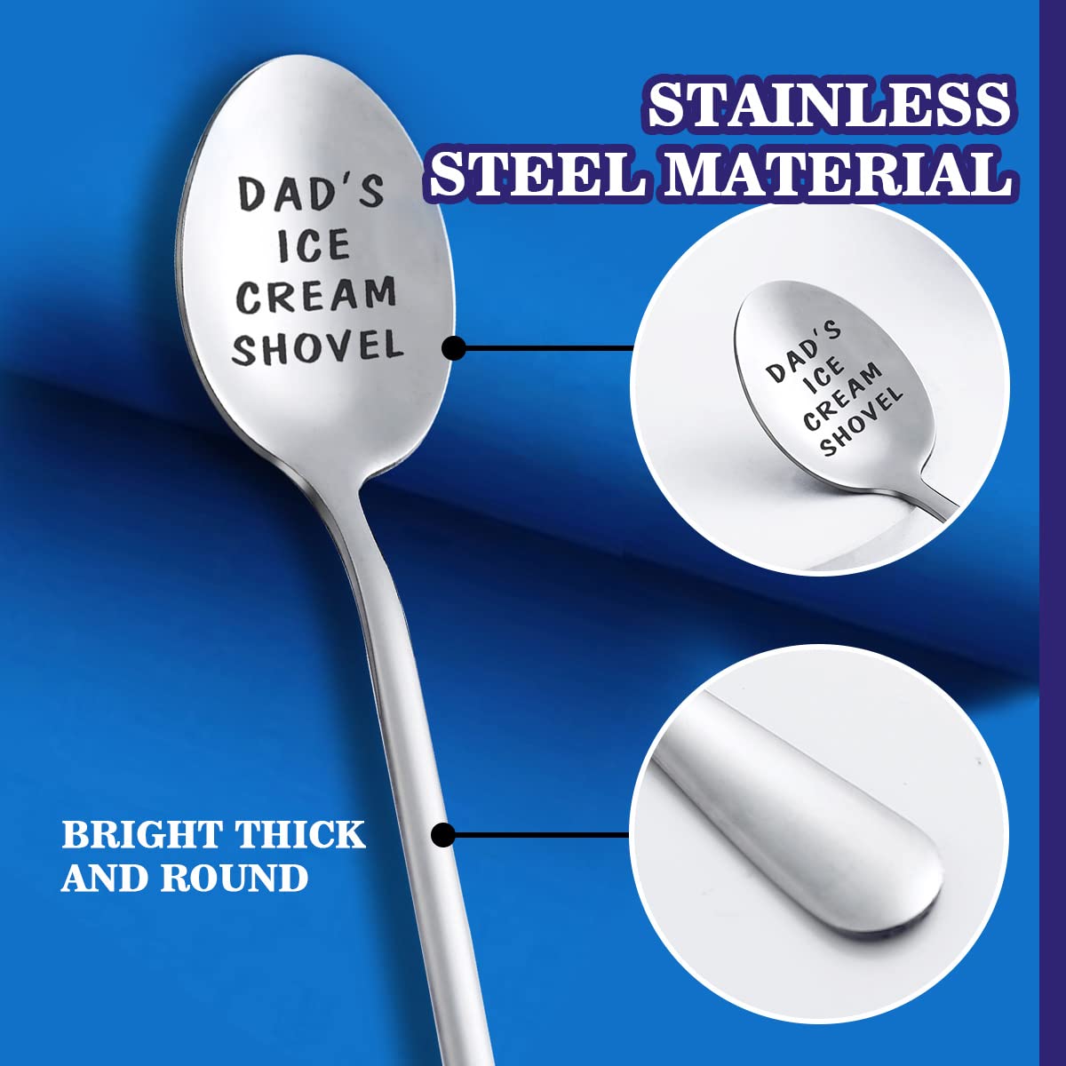 Gifts for Dad Fathers gifts for men Funny Engraved Stainless Steel Spoon Shovel, Birthday Father’s day Gifts Thanksgiving Gifts for Him Grandpa.