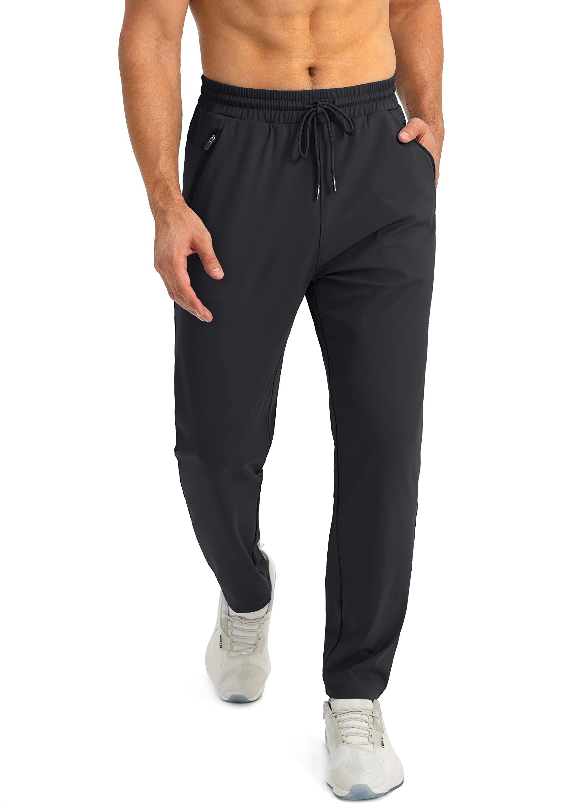 G Gradual Men's Sweatpants with Zipper Pockets Tapered Joggers for Men Athletic Pants for Workout, Jogging, Running (Black, XX-Large)