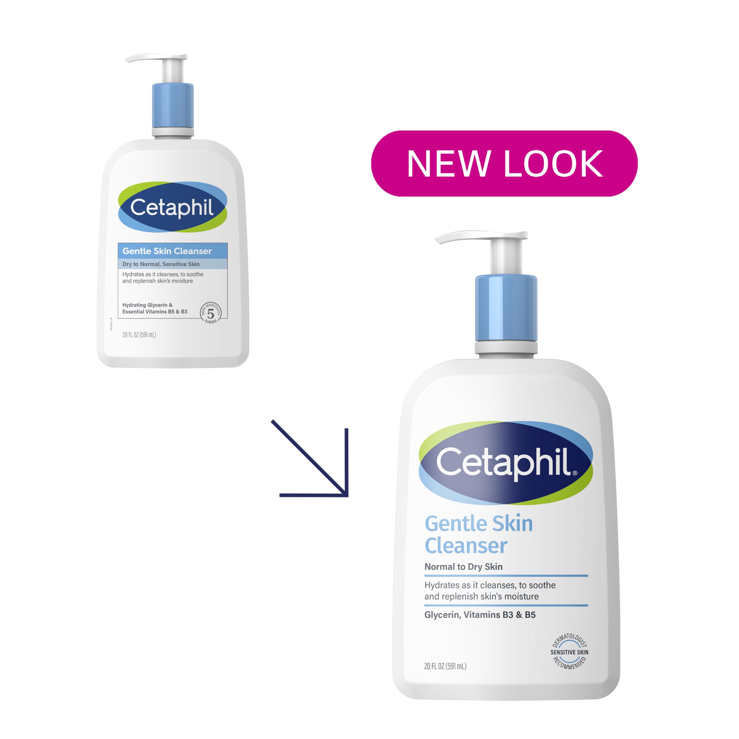 Cetaphil Face Wash, Hydrating Gentle Skin Cleanser for Dry to Normal Sensitive Skin, NEW 20 oz, Fragrance Free, Soap Free and Non-Foaming