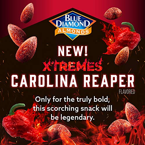 Blue Diamond Almonds XTREMES Carolina Reaper Flavored Snack Nuts, 6 Oz Resealable Cans (Pack of 1)