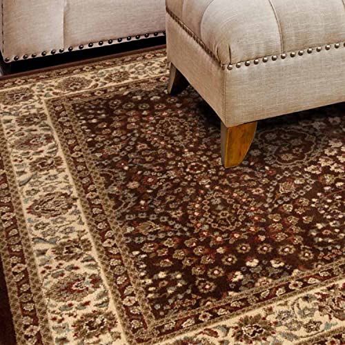 Superior Indoor Area Rug or Runner, Jute Backing, Traditional Floral Scroll Medallion, Ideal for Entryway, Living Room, Kitchen, Bedroom, Hallway, Floor Cover, Astral Collection, 4' x 6', Mocha