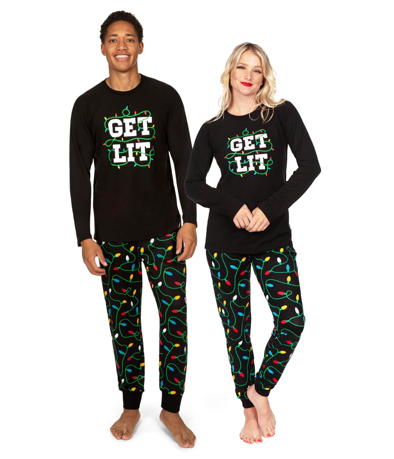 Tipsy Elves Get Lit Christmas Pajamas for Women Funny Comfy Black Pajama Set Size Small