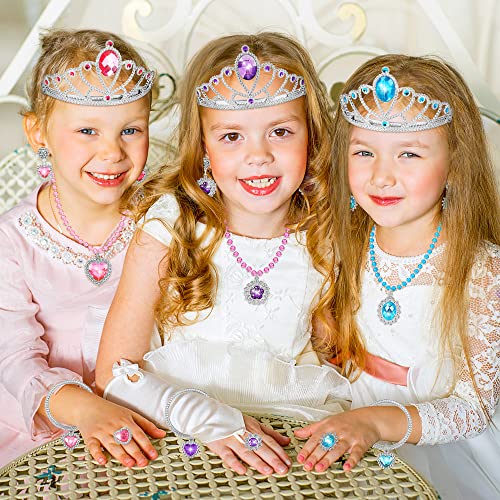 LJZJ Princess Dress Up Toys & Jewelry Boutique, Costumes Set incl Color Skirts, Shoes, Crowns, Accessories, Girls Role Play Gift for 3 4 5 6 Year old Girl Toddler B-day Party Favors