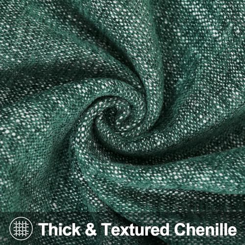 decorUhome Spring Decorative Throw Pillow Covers 16x16 Set of 2, Farmhouse Textured Chenille Square Pillow Covers for Couch Sofa Bed Living Room, Dark Green