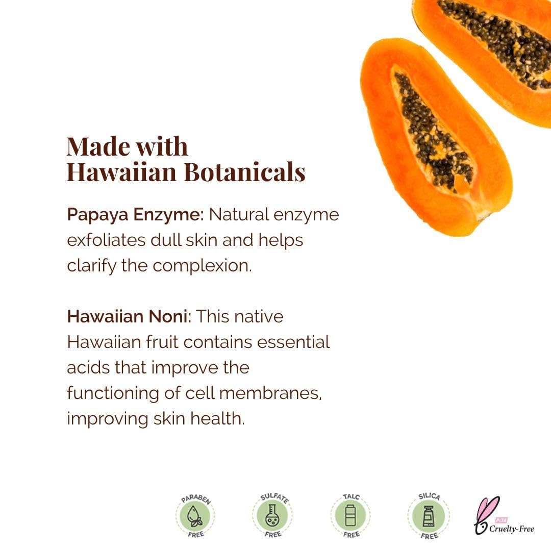 Hanalei Papaya Powder Face Cleanser 60g and Makai Marine Face Moisturizer 1.7 Fl Oz - Cruelty-Free - (2- Pack Bundle)