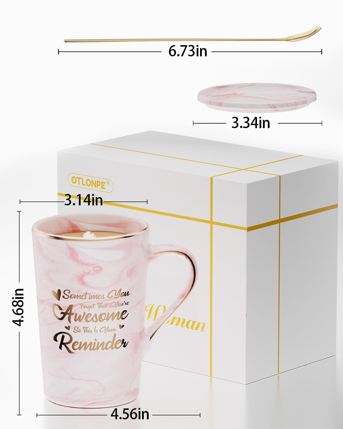 OLANRUN Ceramic Coffee Mug Gifts for Women Christmas Birthday Gifts for Mom Funny and Unique Womens Gifts for Wife Girlfriend Best Friend 14 OZ Coffee Tea Cup Gifts for Her Valentines Day (Women Pink)