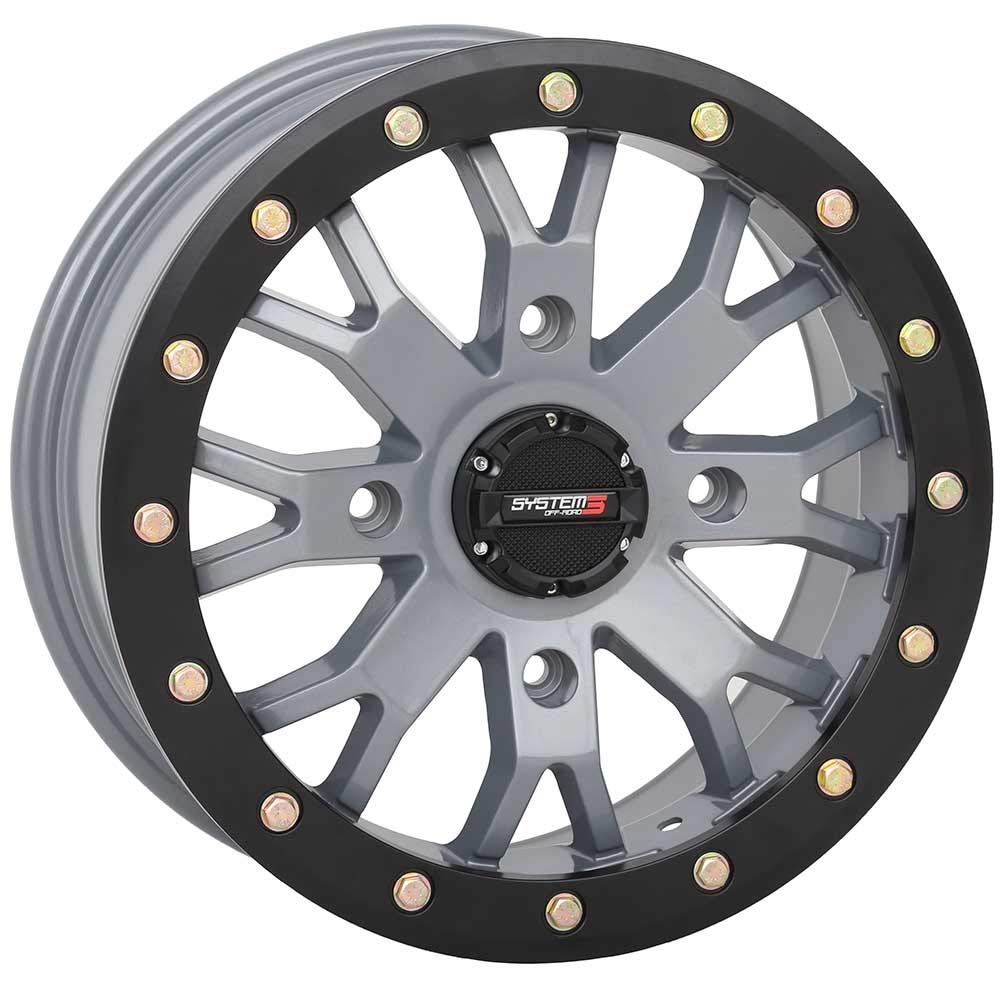 System 3 SB-4 Beadlock 14x7 ATV/UTV Wheel - Cement Grey (4/156) 4+3 [14S3-3357]