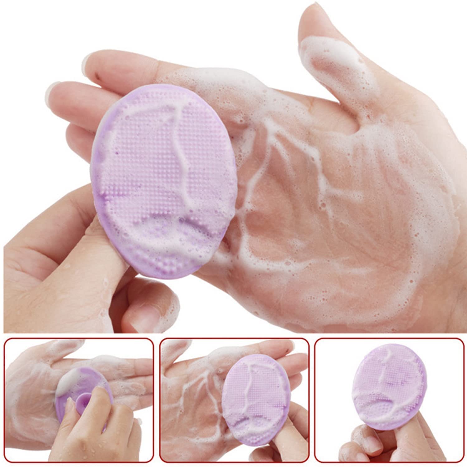 Face Scrubber, Facial Exfoliator, Face Scrub Brush, Soft Face Brush, Silicone Facial Cleansing Brush, Face Exfoliator Blackhead Acne Pore Pad Cradle Cap Face Wash Brush for Deep Cleaning Skin 4 Pack