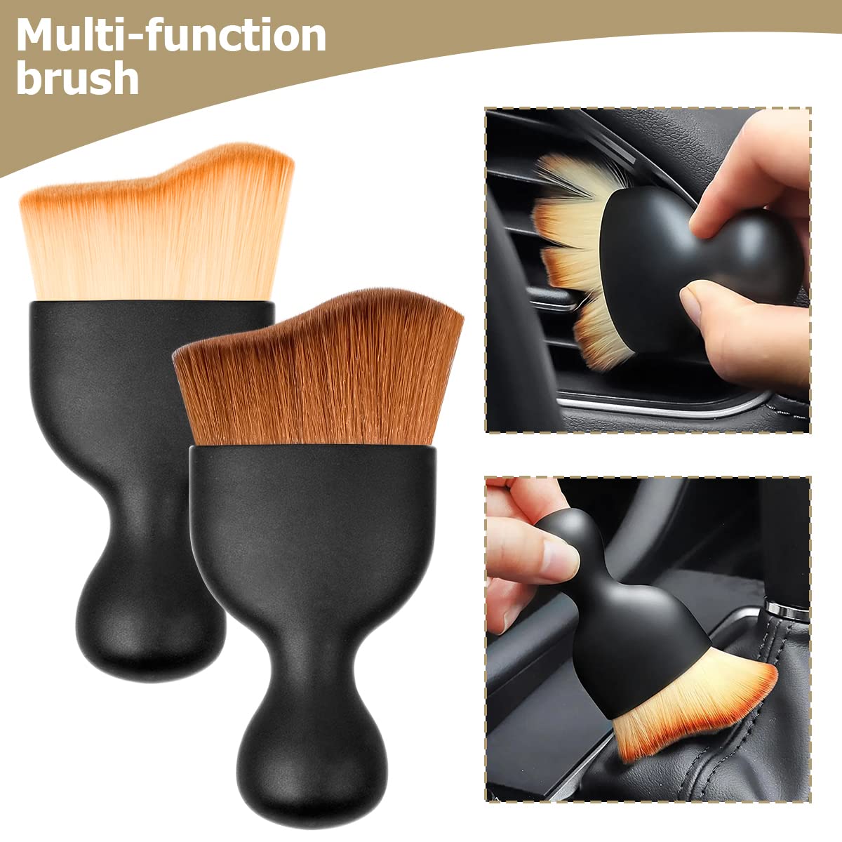 Blilo Car Interior Detailing Brush, Auto Soft Hair Cleaning Brushes, Scratch Free Curved Dirt Dust Collectors, Removal Tool for Vehicle Dashboard Air Conditioner Vents Leather (Grey/1PCS)