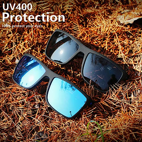 Square Polarized Sunglasses for Men Vintage Style Driving Travel Sun Glasses Lightweight Frame UV Protection Goggles