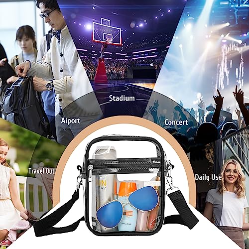 LWWTBS Clear Crossbody Purse Bag Stadium Approved Clear Purse for Work Concert Sports Adjustable Strap Clear Concert Bag for Women (Small-Black)