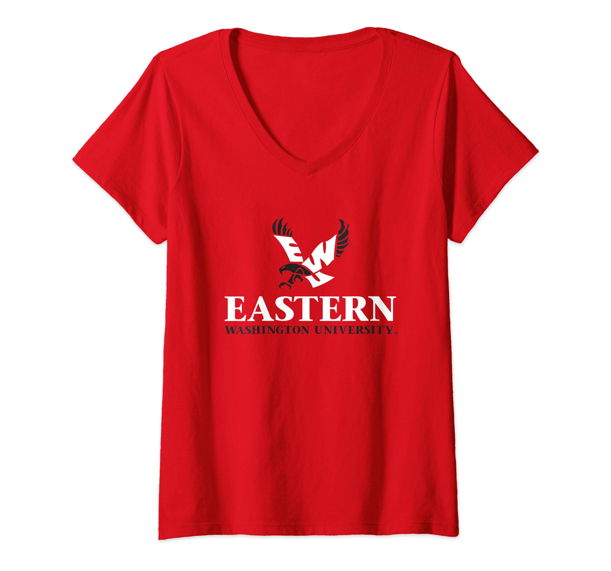 Womens Eastern Washington Eagles Icon Red Officially Licensed V-Neck T-Shirt