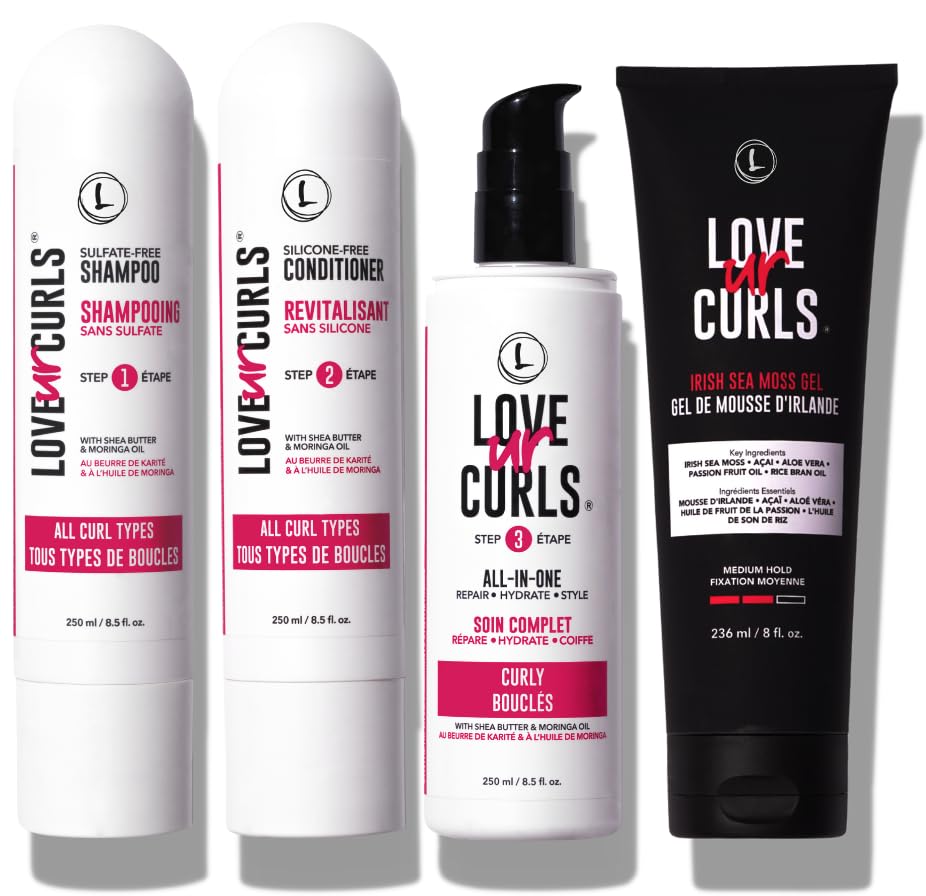 LUS (Love Ur Self) Ultra-Defining Curl Kit for Curly Hair Simplified Irish Sea Moss, Aloe Vera & Shea Butter Hair Routine Vegan & Cruelty Free