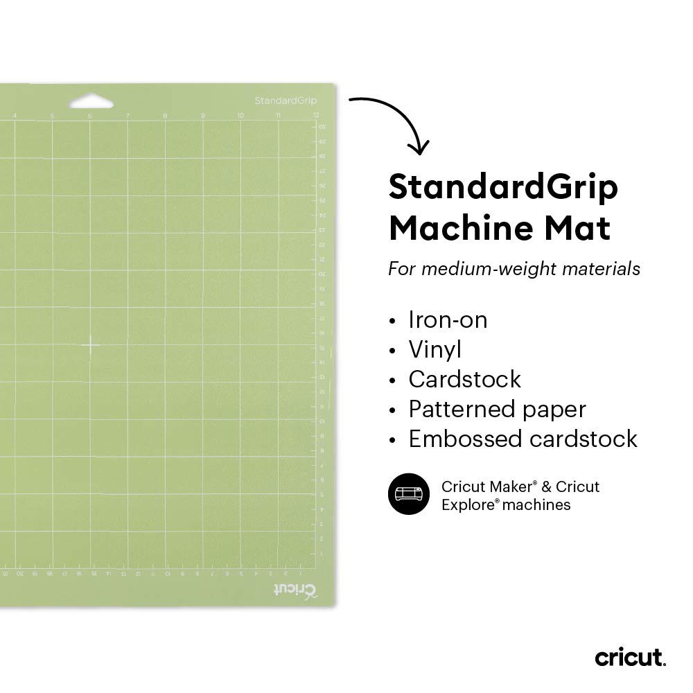 Cricut Variety Pack(1 StrongGrip, 1 LightGrip, 1 StandardGrip) Adhesive Cutting Mat 12"x12", Cutting Mat For Cricut Maker/Cricut Explore, Use with Light, Medium, & Heavy-Weight Materials, (3CT)