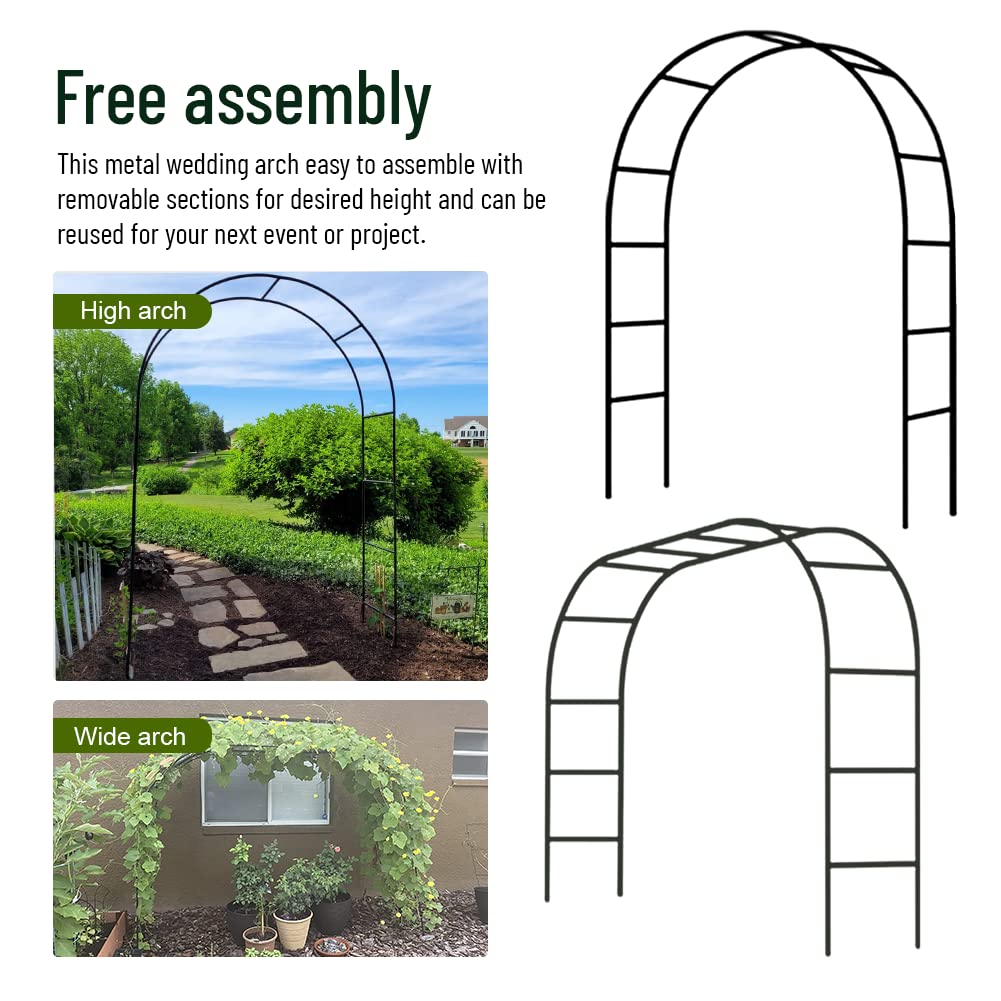 Newsmarts 7.9Ft Metal Garden Arch Army Green Garden Arbor for Climbing Plant Outdoor Wedding Party