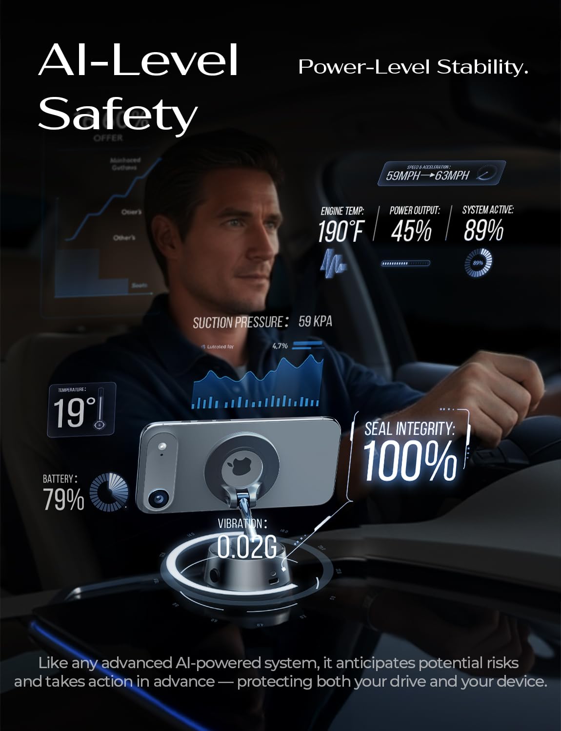 LISEN SuctionPro Phone Holder for Car【Auto Vacuum】Electric Vacuum Magnetic Phone Mount, Suction Cup Phone Mount 360° Adjustable Car Accessories Magsafe Car Mount for iPhone 17 Pro Max Air 16 15 14 13