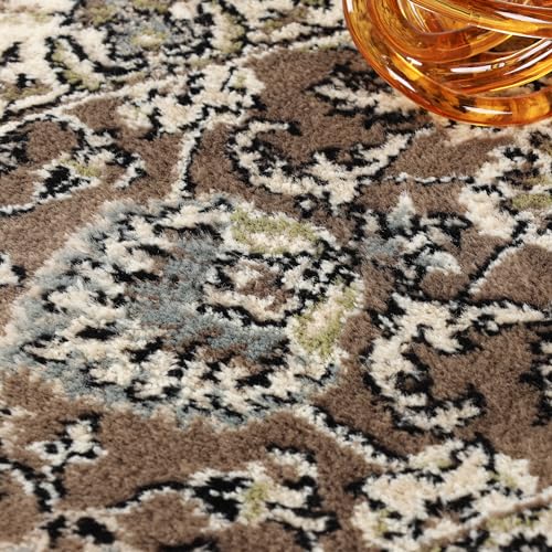 SUPERIOR Elegant Lille Collection Area Rug, 8mm Pile Height with Jute Backing, Beautiful Chic Bordered Rug Design, Anti-Static, Water-Repellent Rugs - 8ft x 10ft , Grey