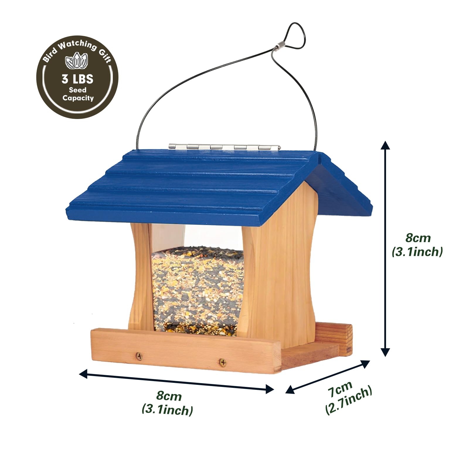 Ranch Hopper Bird Feeders for Outside Extra Thickness 13/16", Bird Feeder Kit for Kids to Build - Alaskan Red Cedar Wood Birdhouse Building with Hanging Cable, Paints and Brushes -Patented