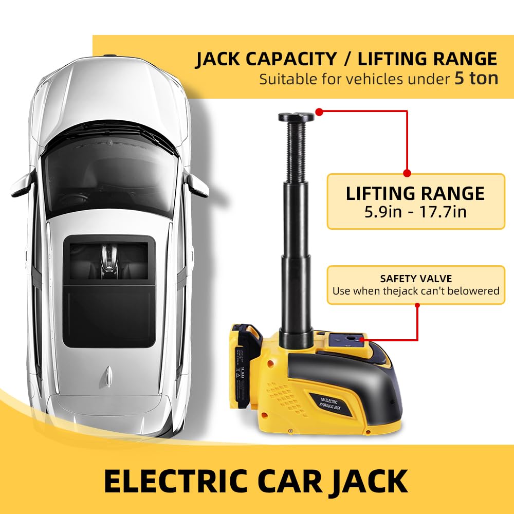 STANDTALL Electric Car Jack Hydraulic Cordless Remote Control 5 Ton 12V (Electric car Jack)