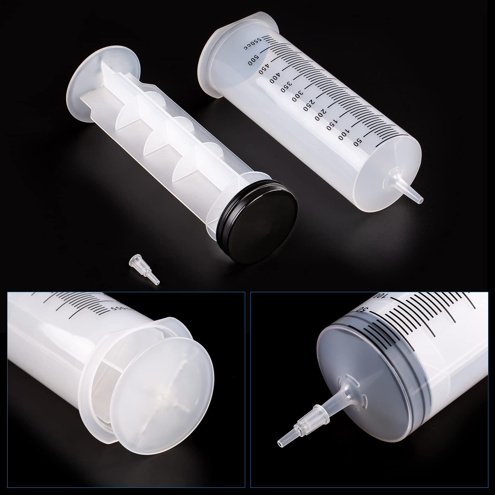 SHAOTONG 500ml Syringe with 2Pcs 40 Inch Tube and Tip Adapter, for Feeding Pets, Liquid Refilling, Drawing Oil Fluid