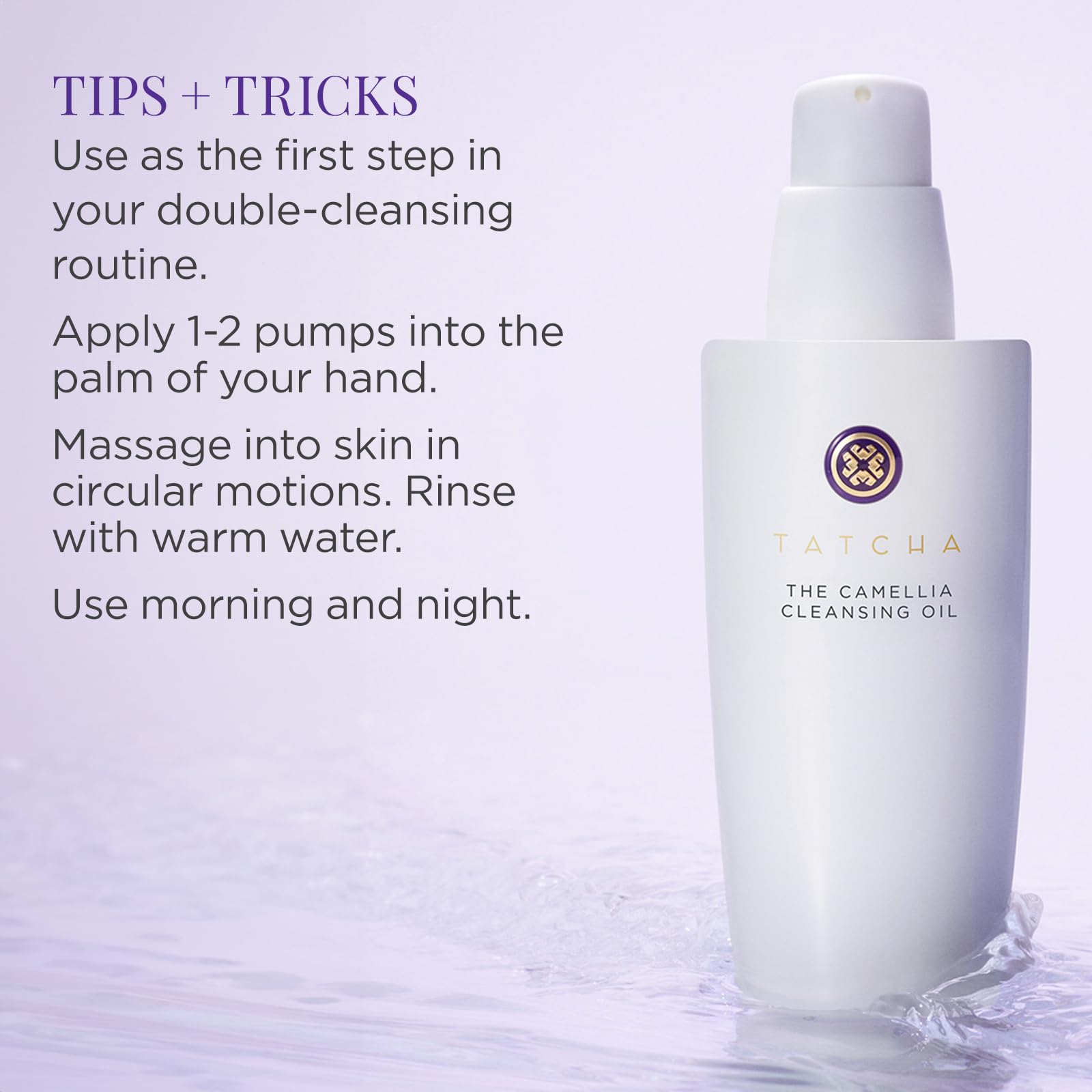 TATCHA Pure One Step Camellia Cleansing Oil | 2 in 1 Makeup Remover Oil & Face Wash | 150 ml / 5.1 oz