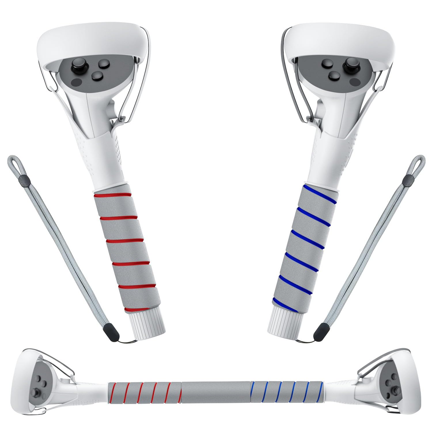 SAQICO 2 in 1 Long Arms & Handle Attachments Compatible with Oculus Quest 2 Hand Controllers, VR Gorilla Tag Long Arms/Stick Extension Grips for Meta Quest 2 Accessories for Beat Saber Golf Club Game