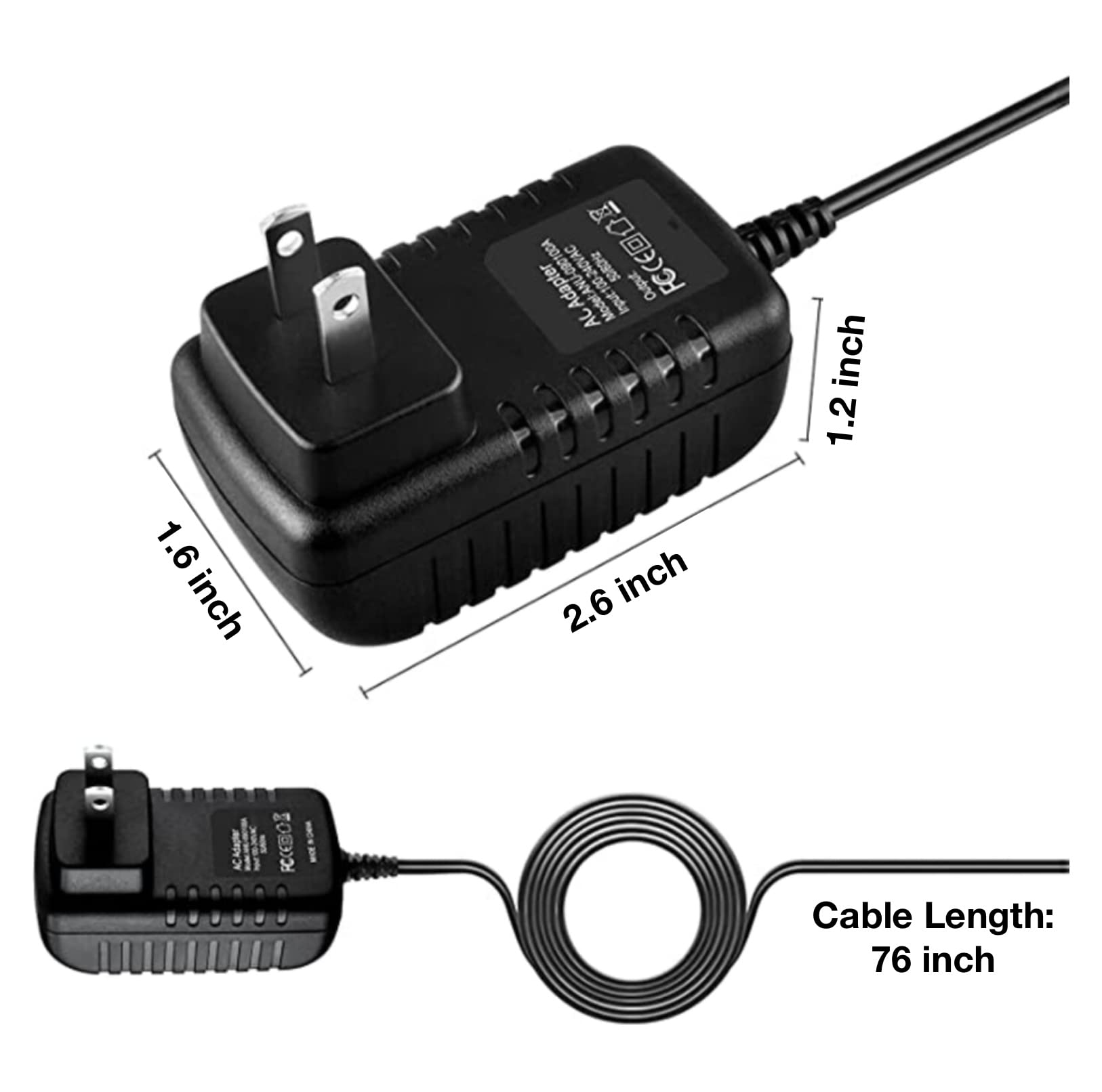 Onerbl 12V AC/DC Adapter Compatible with Vellax SM-101D SM101D Shiatsu Neck & Back Shoulder Electric Massager 12.0V 2.0A DC12V 2A 12Volt Power Supply Cord Cable PS Battery Charger