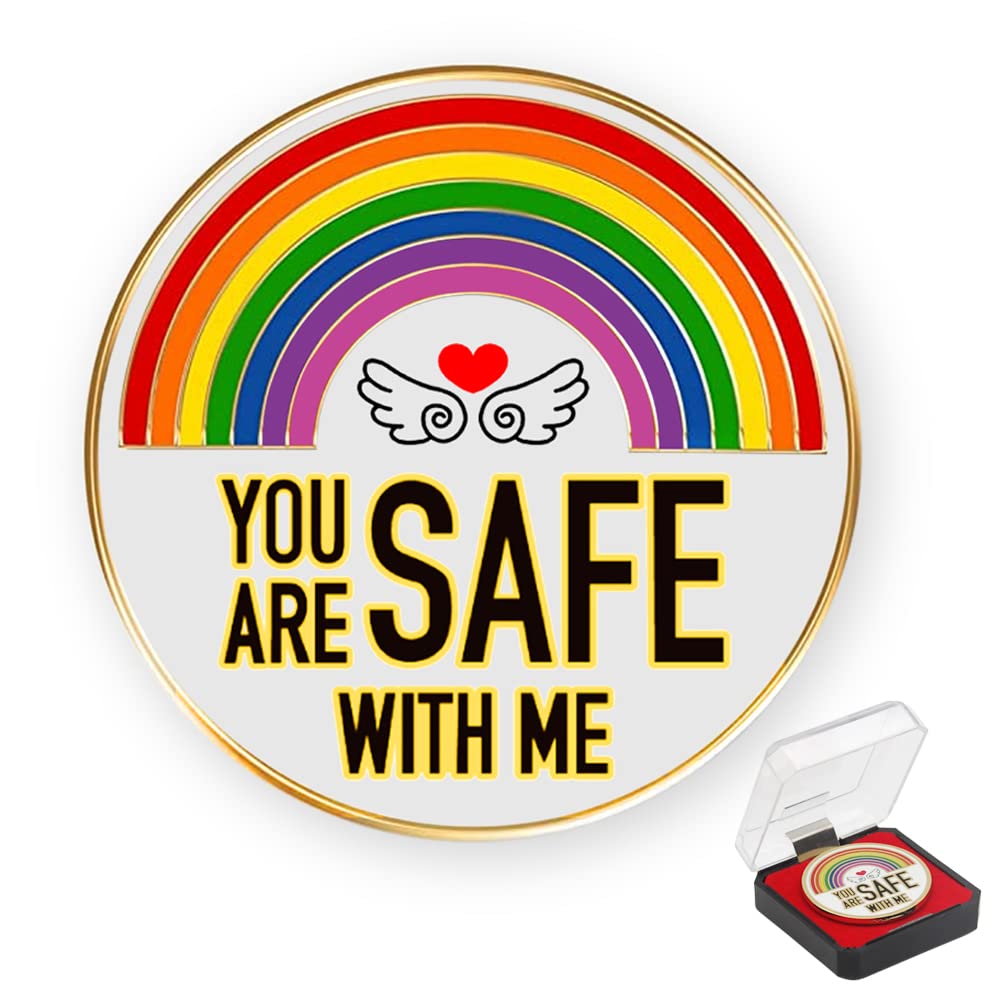 You are Safe with Me, Pride Pins for Doctor Nurse Medical Students Brooch Pins, Rainbow with Wing Design Lgbtq accessories Enamel Pins for Backpacks