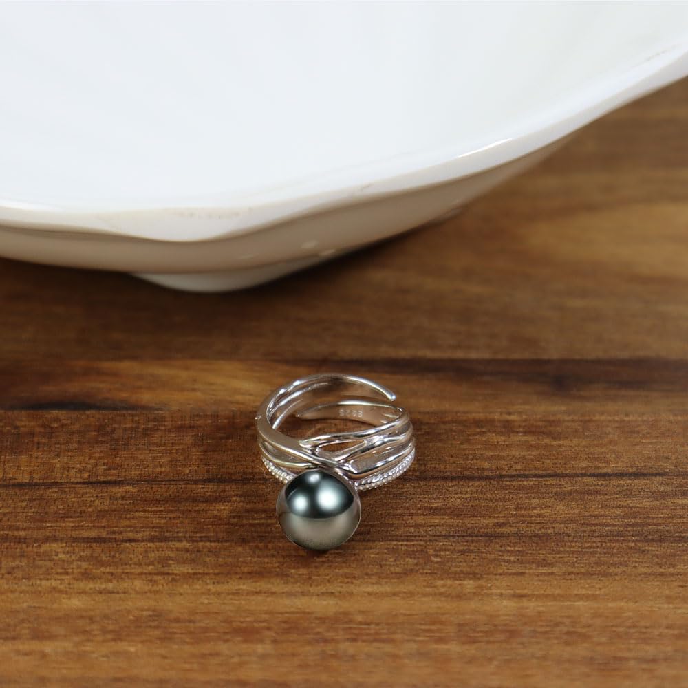 NONNYL Tahitian Black Pearl Ring - Women's Fine Jewelry for Wife, Mom - Wedding, Birthday, Anniversary, Mother's Day, Christmas, Valentine's Day Gift