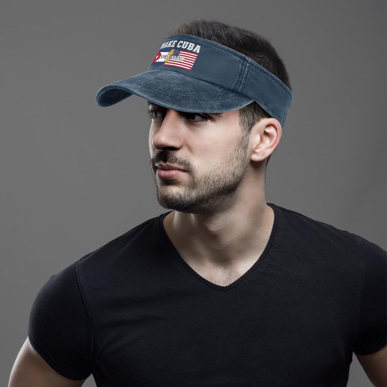 Make Cuba Great Again Trendy Beach Baseball Cap for Women Cuban Flag Beach Baseball Hats Dark Navy Blue