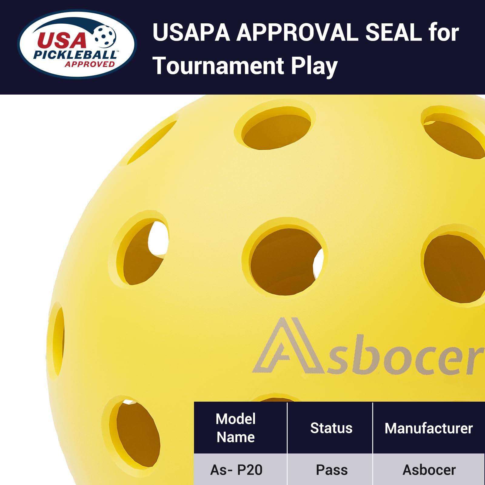 Asbocer Pickleball Balls, USAPA Approved Pickleballs, 12-Pack 40 Holes Outdoor Pickleball Balls with Mesh Bag, High Elasticity & Durable Yellow Pickle Balls for All Style Pickleball Paddles