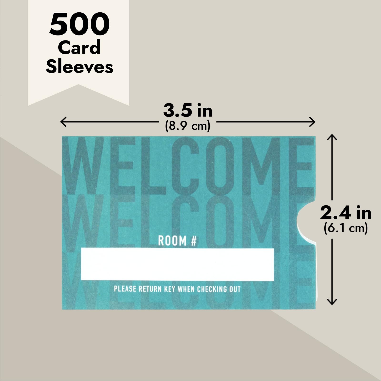 Stockroom Plus 500 Pack Hotel Key Card Envelopes - Key Sleeve Bulk Printed for Room Access, Hotel, Business, and Residents (Teal, 2.4x3.5 in)