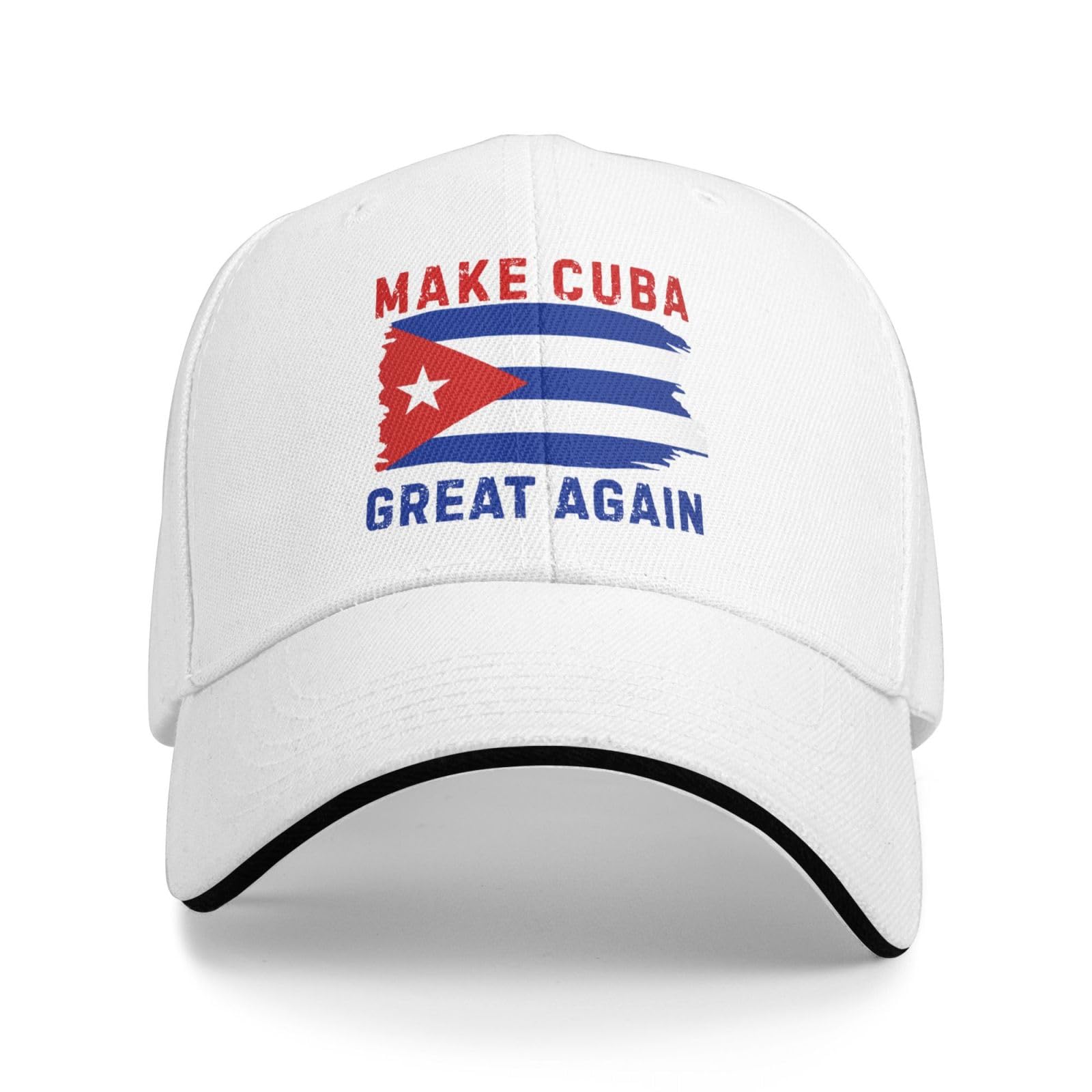 muciioa Make Cuba Great Again hat Cuban Flag Baseball Cap White