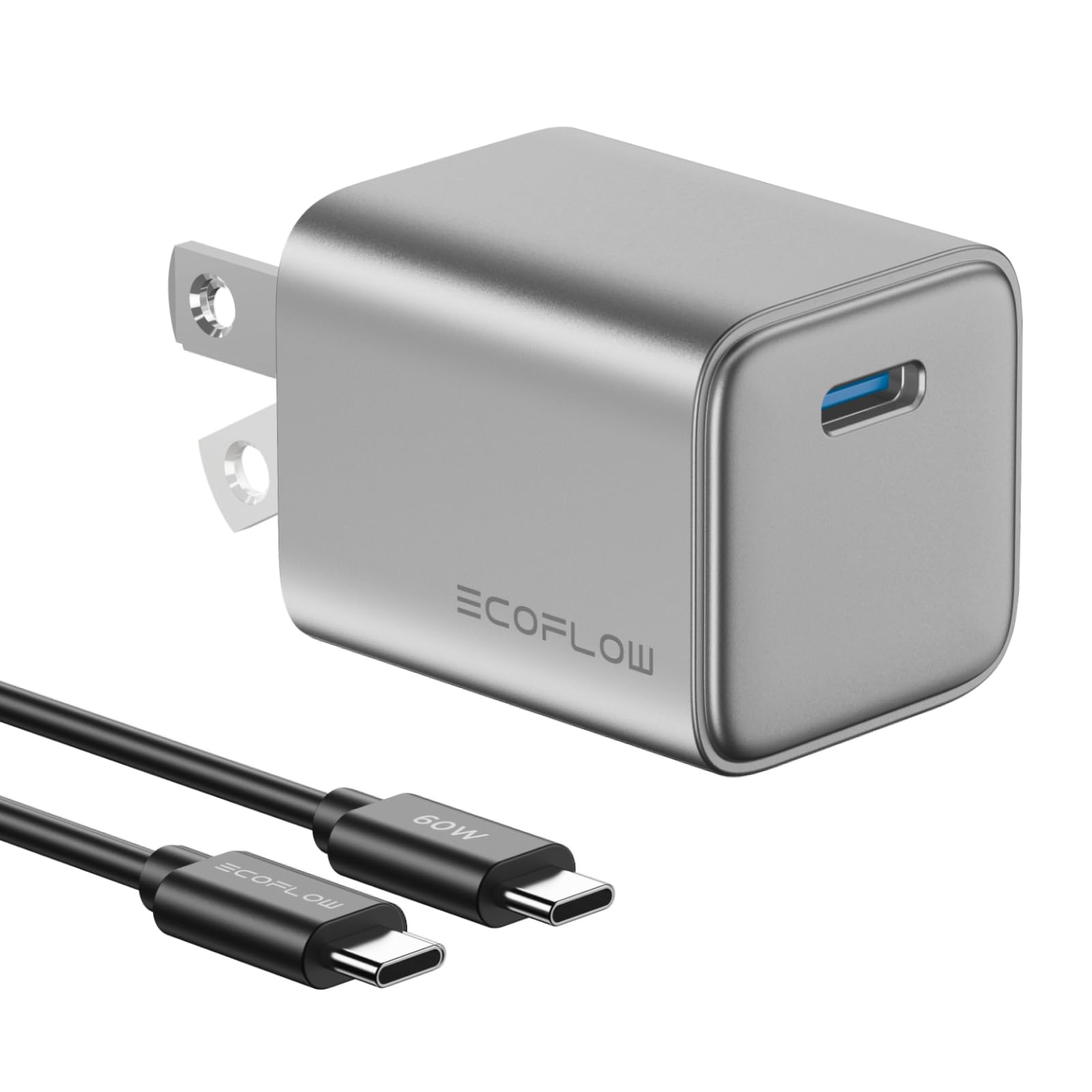 EF ECOFLOW USB C Charger, Rapid 30W GaN Type C Charging Block with Foldable Plug, Fast Wall Charger Compatible with iPhone 15/14/13, Galaxy, Pixel 4, iPad, AirPods, Apple Watch (USBC Cable Included)