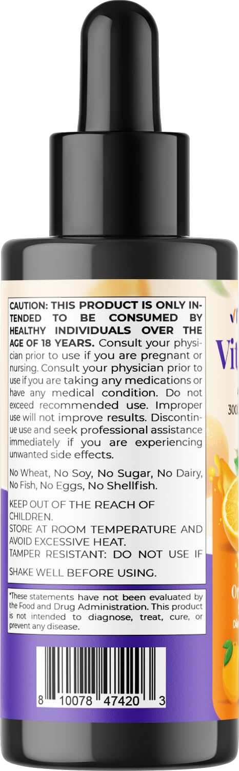 Vitamatic Sugar Free Vitamin A Liquid Drops 10000 IU (3000 mcg) as Retinyl Palmitate - Approximate 4 Months Supply - Immune Support, Eye Health, Skin Health - 2 FL OZ (59 ml)