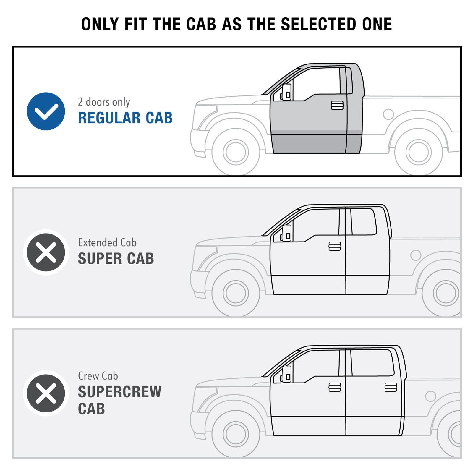 MaxMate 3" Nerf Bars Compatible with 1980-1996 Ford Bronco/F-Series Pickup (1997 HD) Reg Cab | WB2F37207 | Side Step Rails Running Boards
